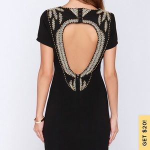Lulus open back dress with beading sz sm